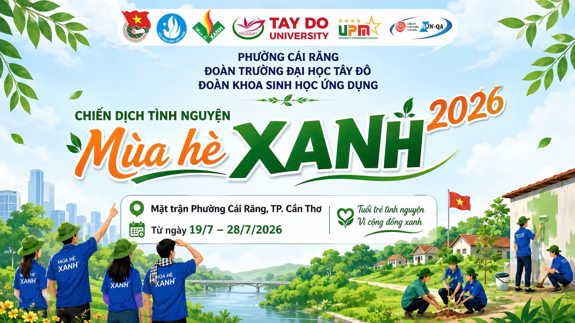 Đội hình Thanh niên tình nguyện Mùa Hè Xanh Đoàn khoa Sinh học ứng dụng - Trường Đại học Tây Đô
