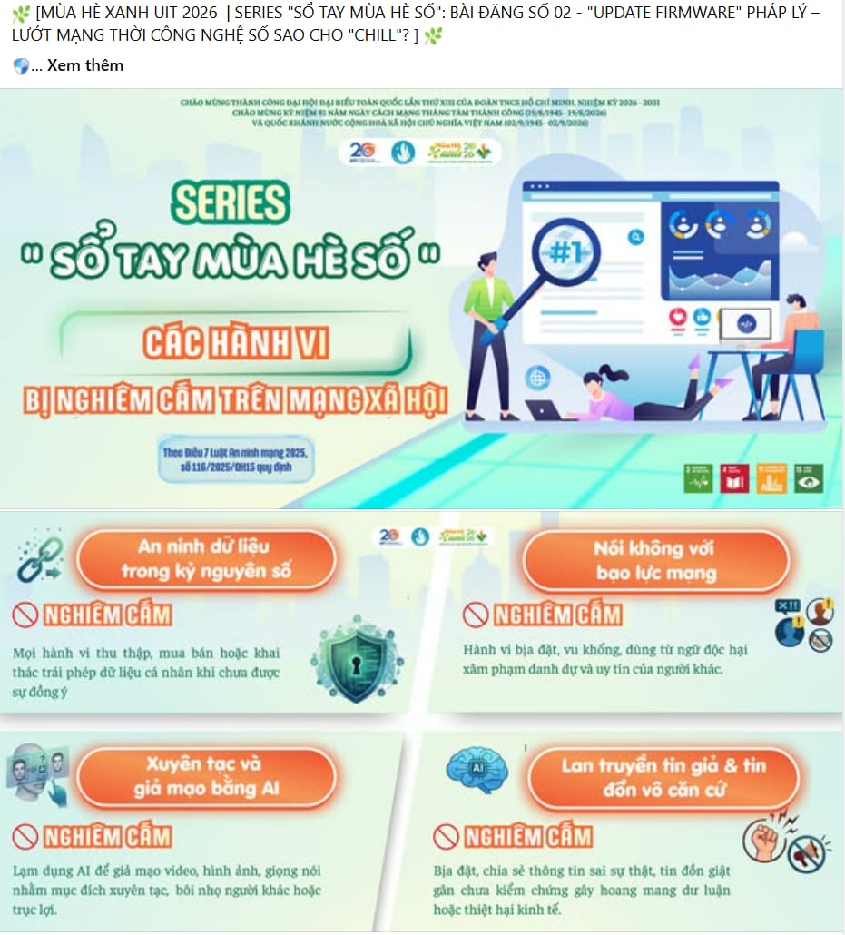 [MÙA HÈ XANH UIT 2026 | CHUỖI BÀI ĐĂNG TUYÊN TRUYỀN "SỔ TAY MÙA HÈ SỐ"] [BÀI ĐĂNG 02]