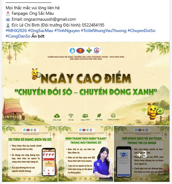 HƯỞNG ỨNG NGÀY CAO ĐIỂM "CHUYỂN ĐỔI SỐ - CHUYỂN ĐỘNG XANH" | ĐỘI HÌNH CHUYÊN ONG SẮC MÀU – CHIẾN DỊCH MÙA HÈ XANH 2026